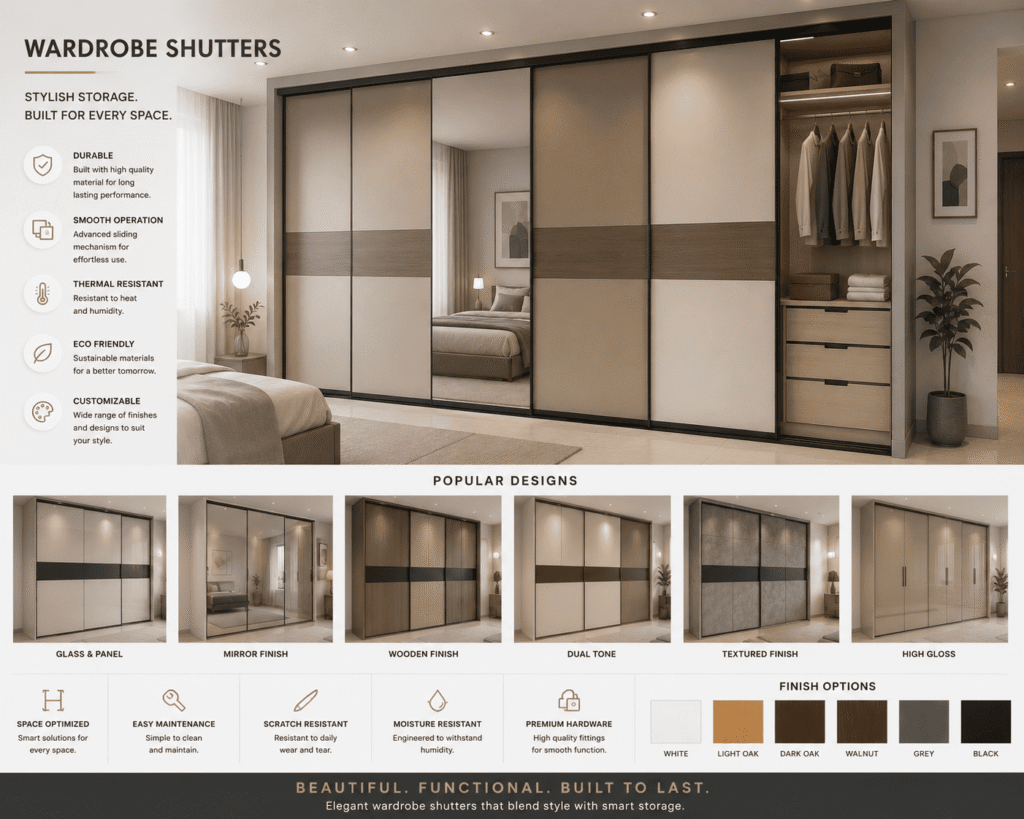 Premium Glass Wardrobe Shutters by Noor e Darpan